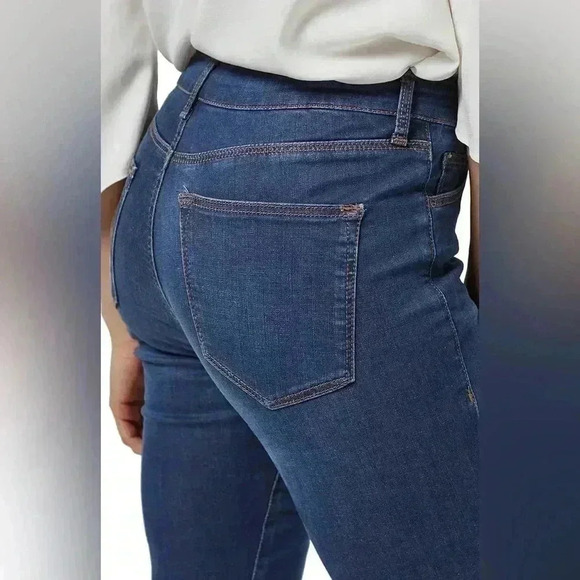 Topshop Moto Leigh Skinny Jeans Ankle Cropped Mid Rise Raw Hem Dark Wash Blue 26 - Picture 3 of 15
